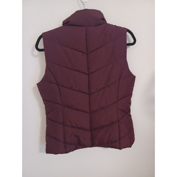 Aeropostale Quilt Puffer Vest Womens Medium Burgundy Red Full Zip Mock Neck - Picture 8 of 8